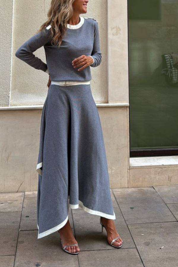 Long Sleeve Skirt Two Piece Set