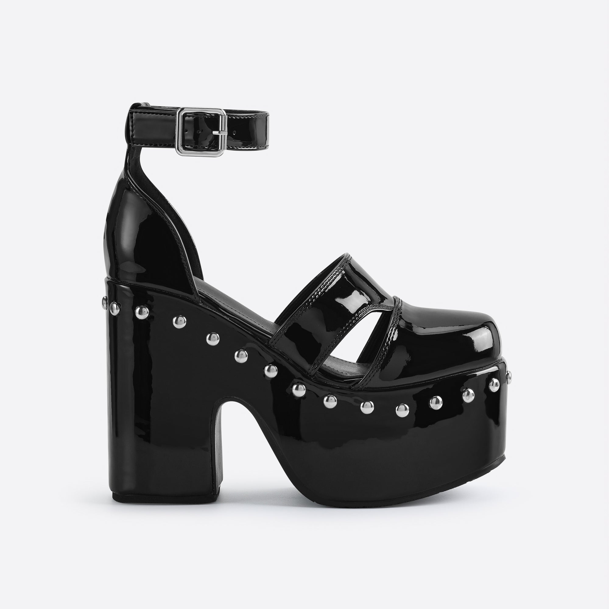 Chunky Heeled Thick-soled Patent Leather Sandals