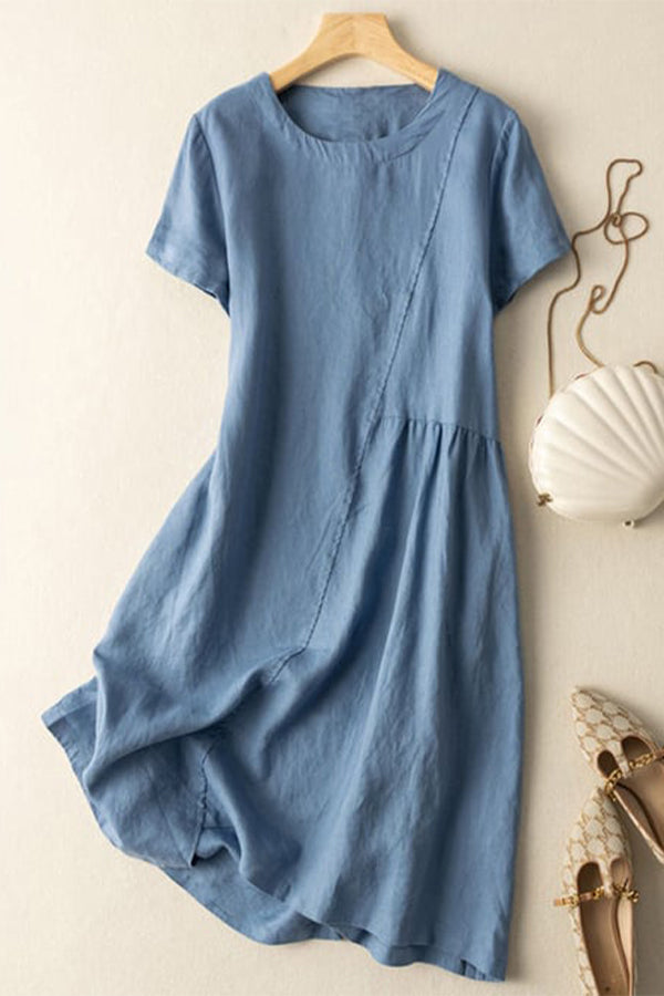 Short Sleeved Cotton Loose Dress