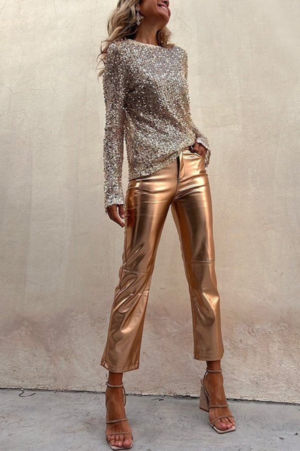 Keep It Shine Sequin Long Sleeve Shift Blouse