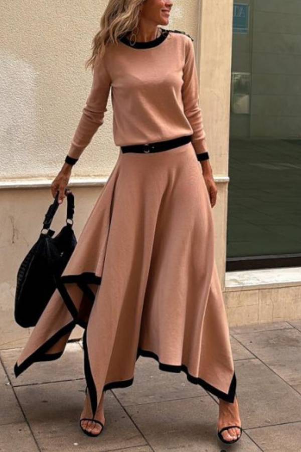 Long Sleeve Skirt Two Piece Set