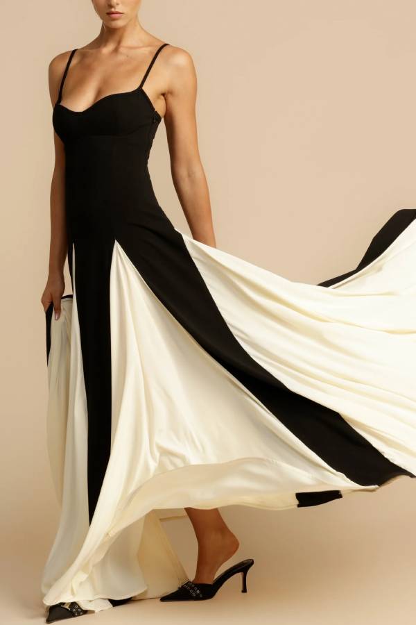 Timeless Elegance Panelled Tulle A-line Slip Maxi Dress