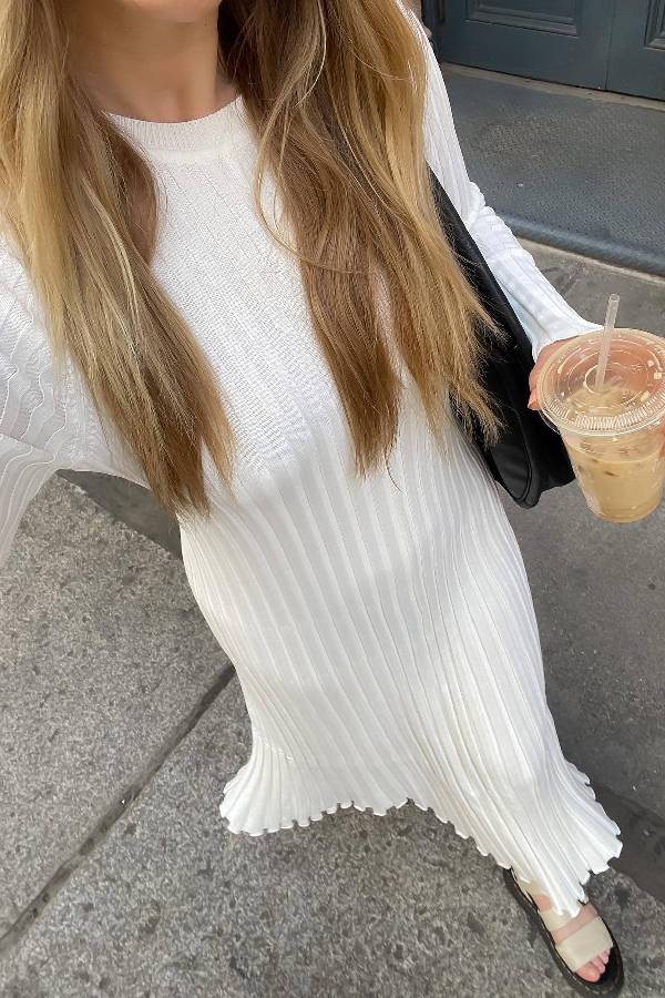 Big Pit Stripe Slimming Long sleeve Long Dress