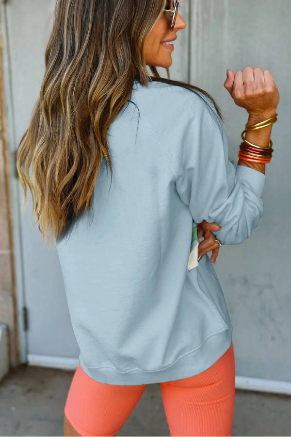 Apricot Rainbow Colorblock Pullover Sweatshirt