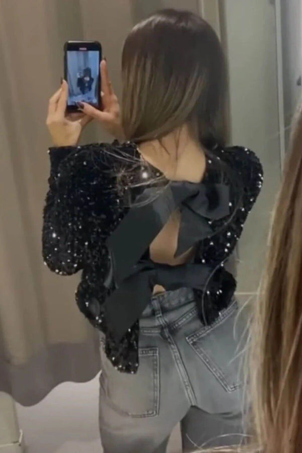 Tie-front Sequined Jacket