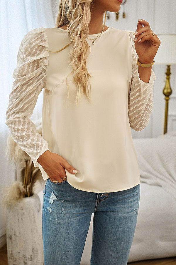 Puff Sleeve Back Tie Long Sleeve Top