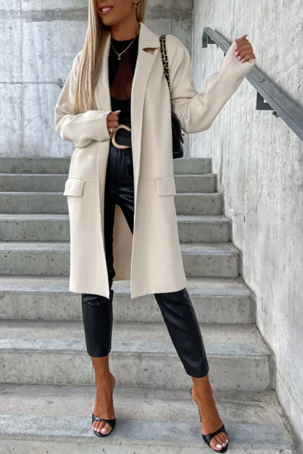 Moody Lapel Pocket Long Sleeve Coat