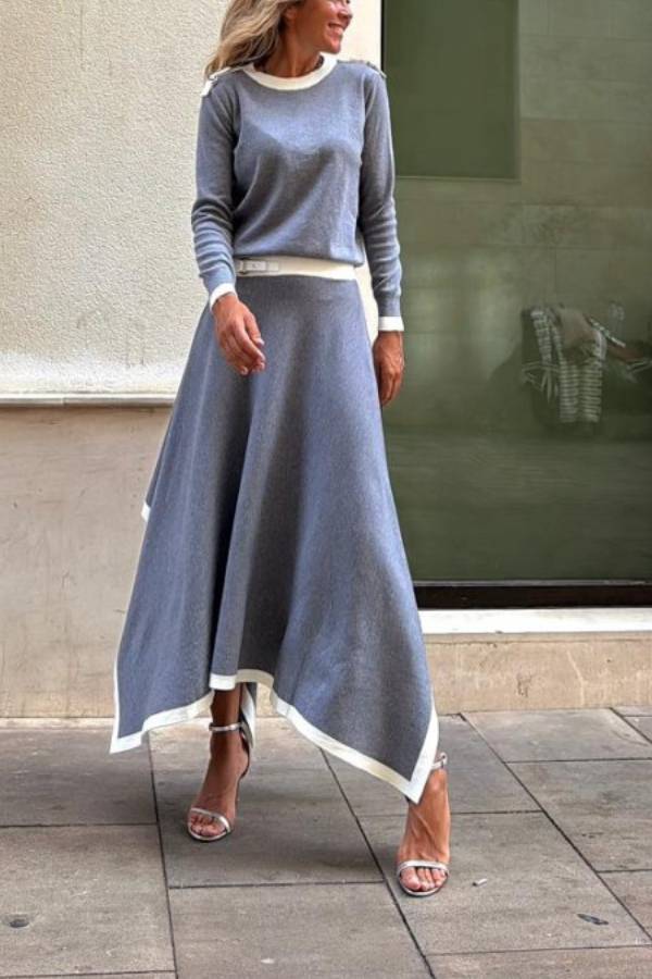 Long Sleeve Skirt Two Piece Set