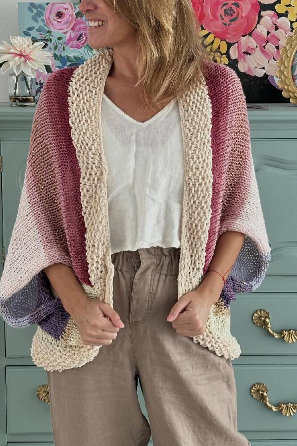 Fashionable colorful wool cardigan