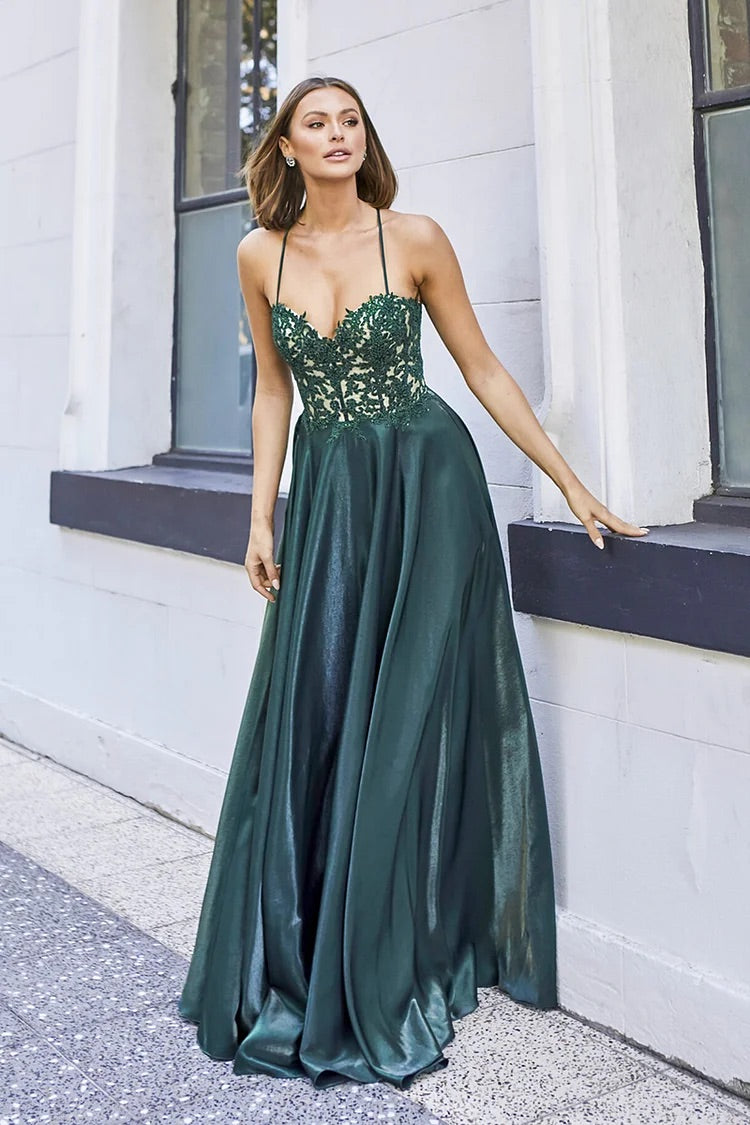 Lace Embroidery Crossover Strap Gown Maxi Dresses