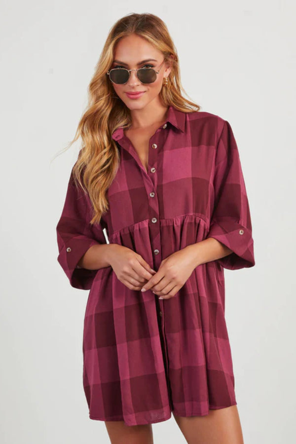 Plaid Babydoll Mini Dress