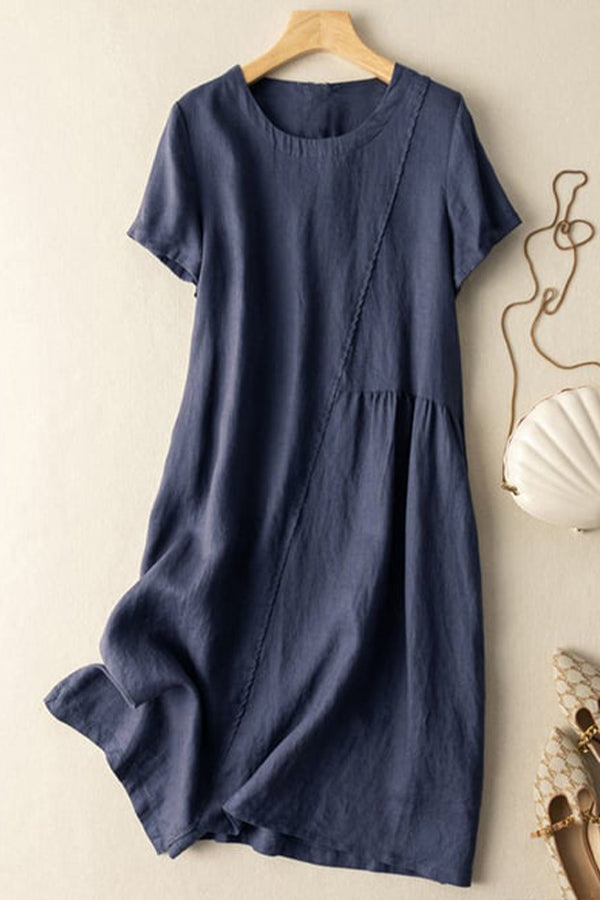 Short Sleeved Cotton Loose Dress