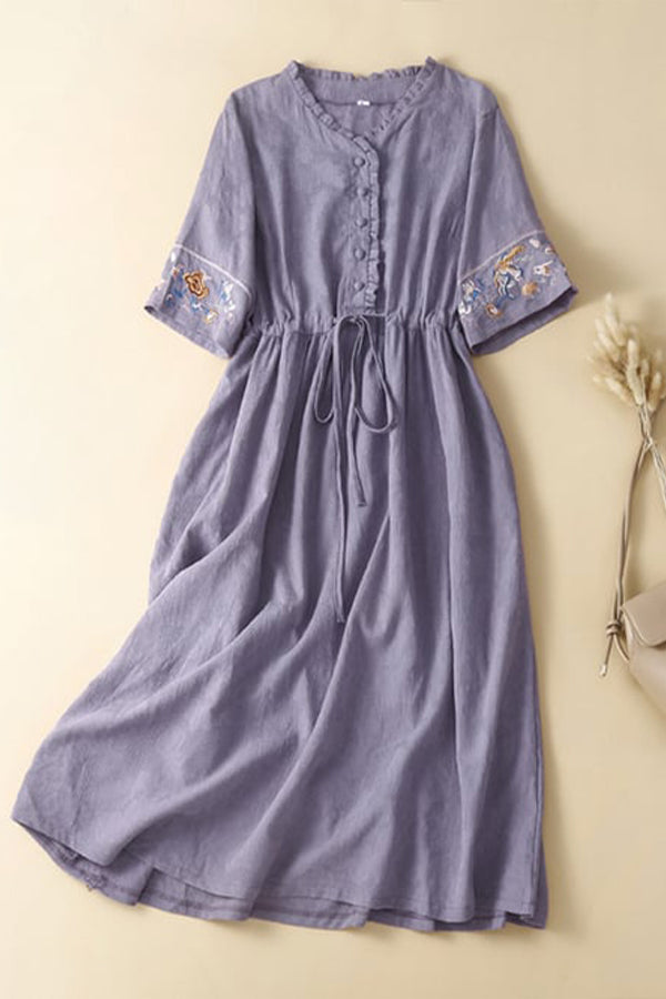 Cotton And Linen Long Loose Dress