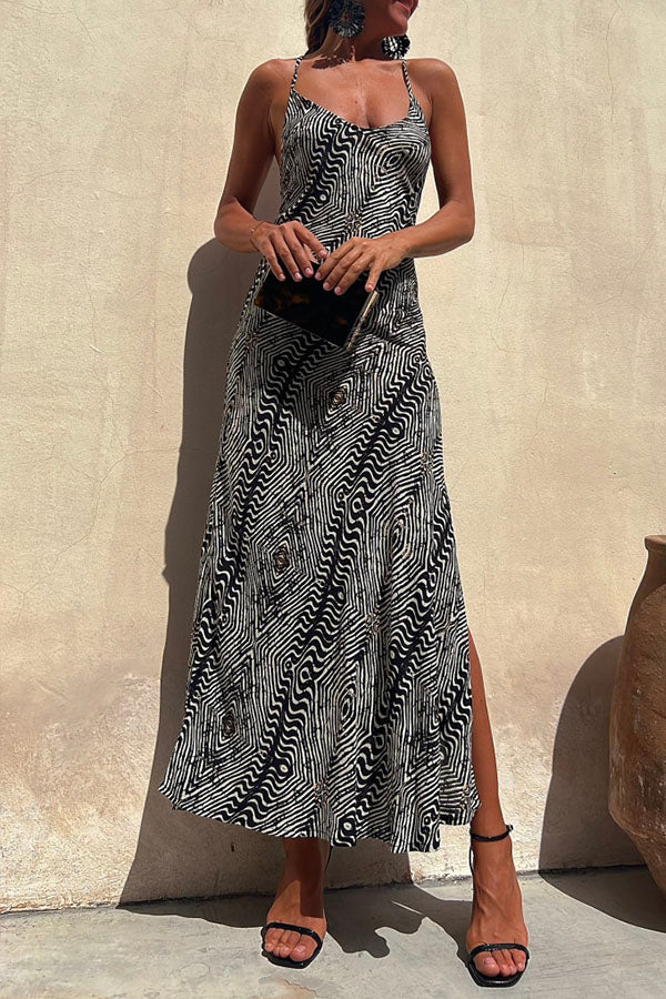 Zebra Print Strappy Maxi Dress