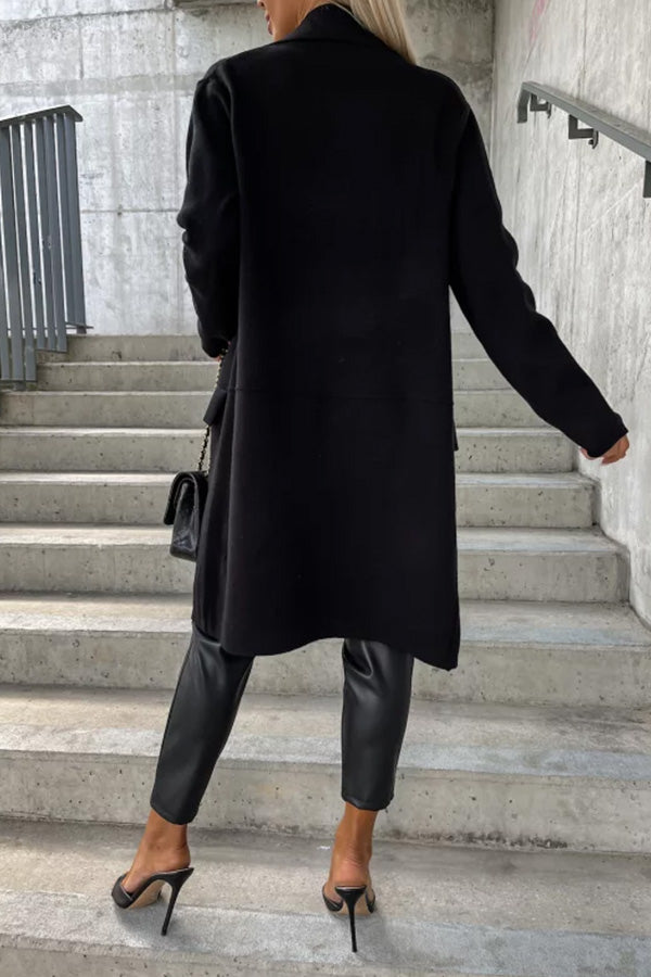 Moody Lapel Pocket Long Sleeve Coat