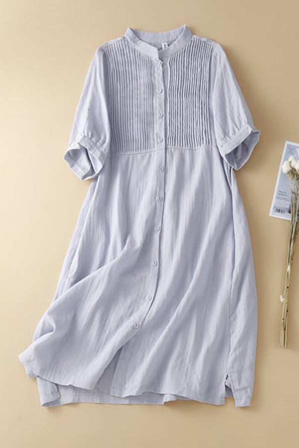 Artistic Retro Cotton Linen Pleated Dress