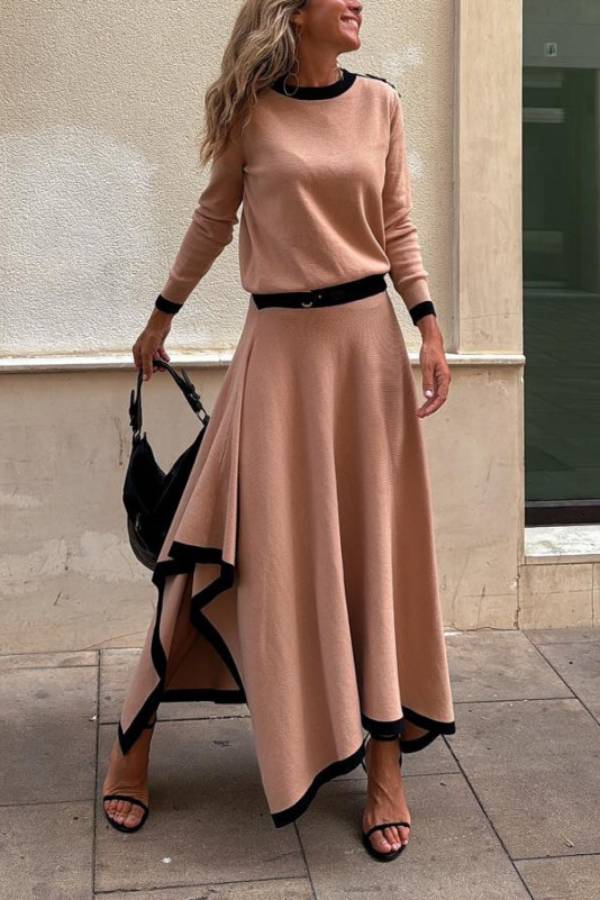 Long Sleeve Skirt Two Piece Set