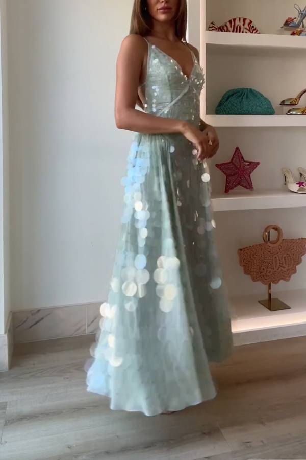 ARRANGE embellished sequin cami midi dress