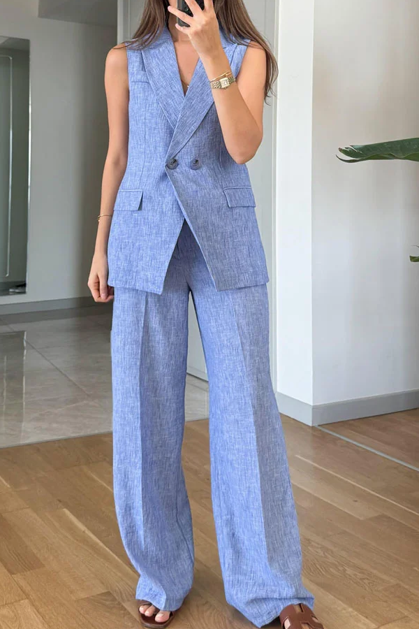 Fashion Lapel Vest & Pants Two-Piece Set