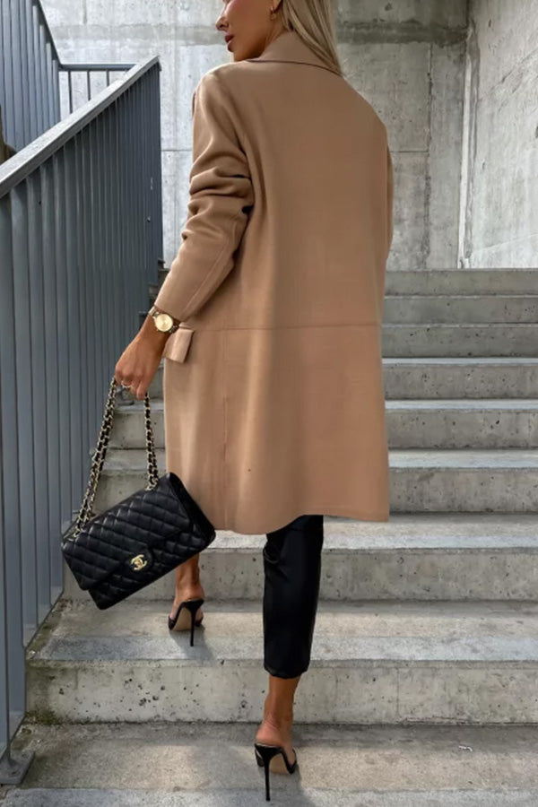 Moody Lapel Pocket Long Sleeve Coat