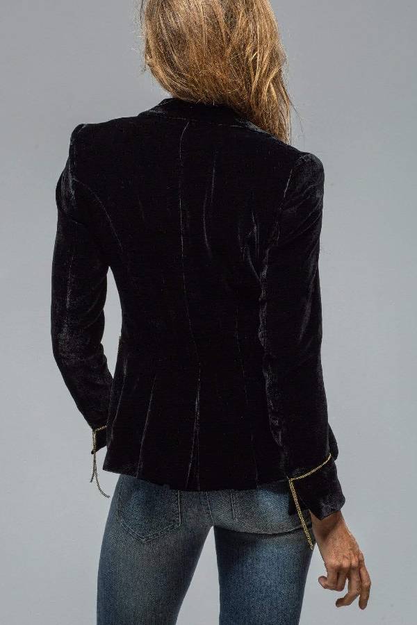 Vintage Gold Velvet Long Sleeve Pocket Blazer