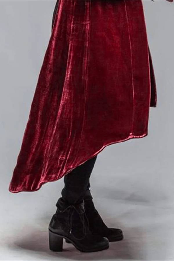 Vintage Velvet Long Loose Pocket Slit Coat