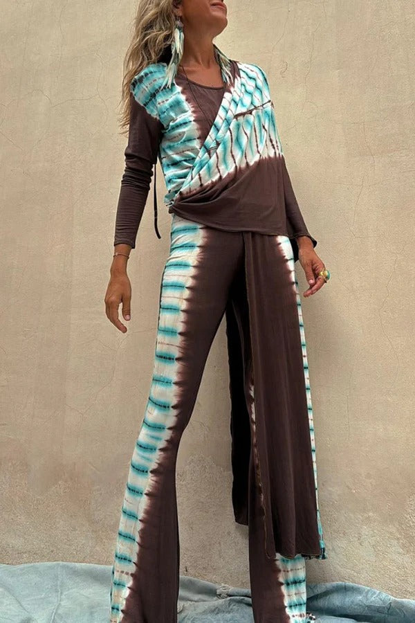 Ixora Tie-dye Print High Rise Stretch Flare Pants