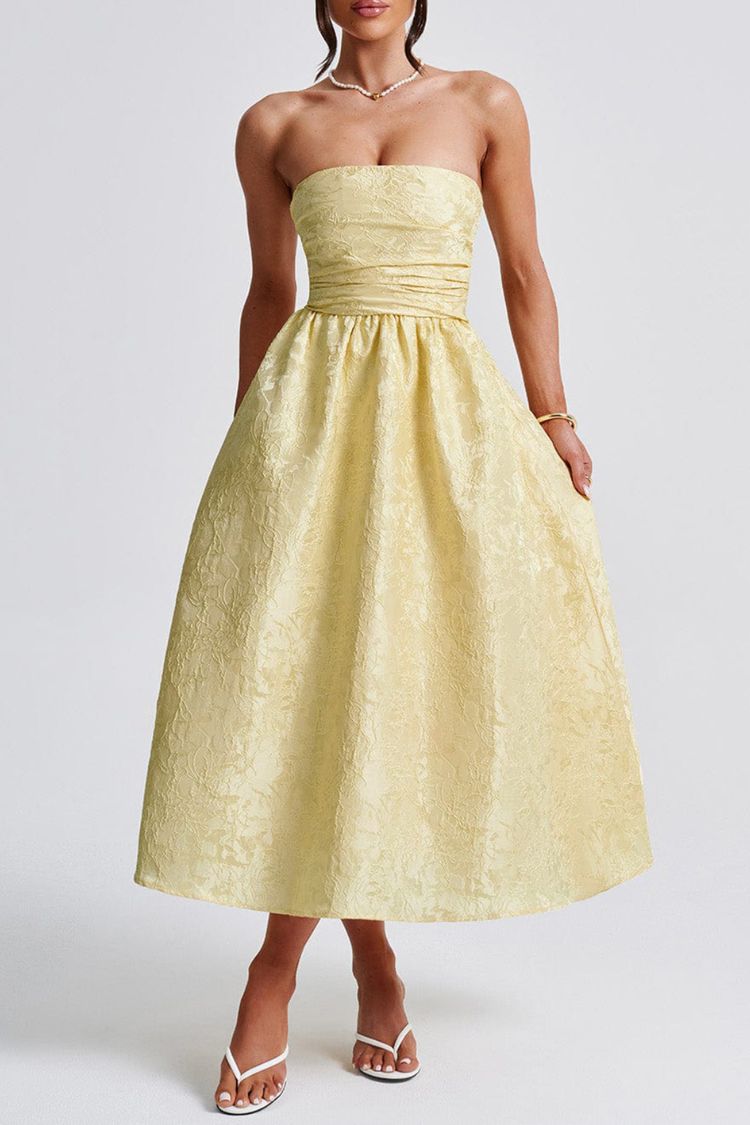 Elegantes Maxikleid aus Jacquardstoff mit Hosenträgern und schmalem Fischschwanz