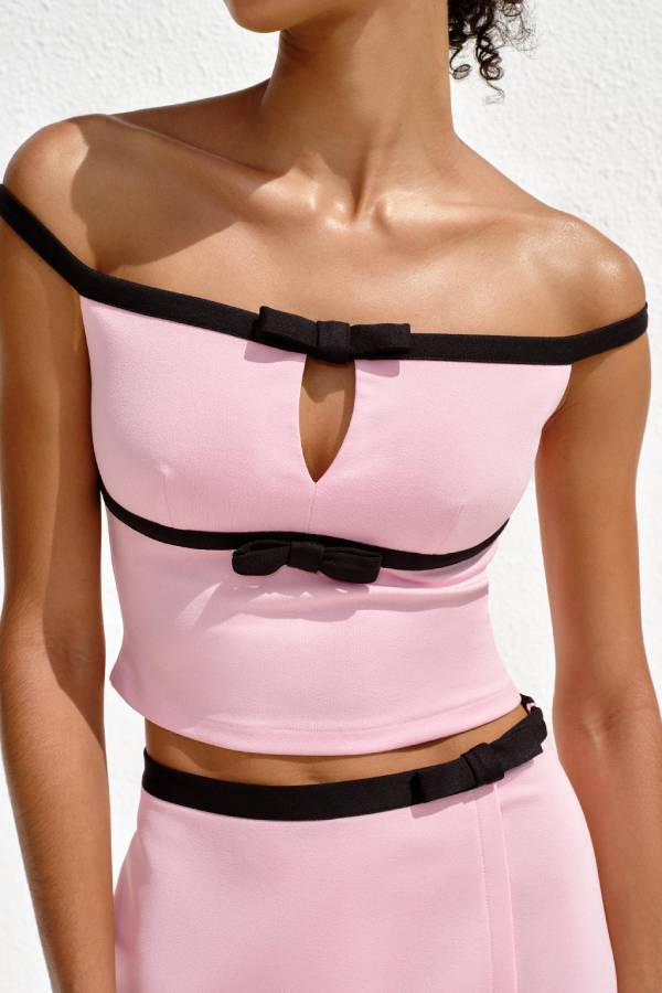 Fashion Contrast Bow Sleeveless Slim Fit Top