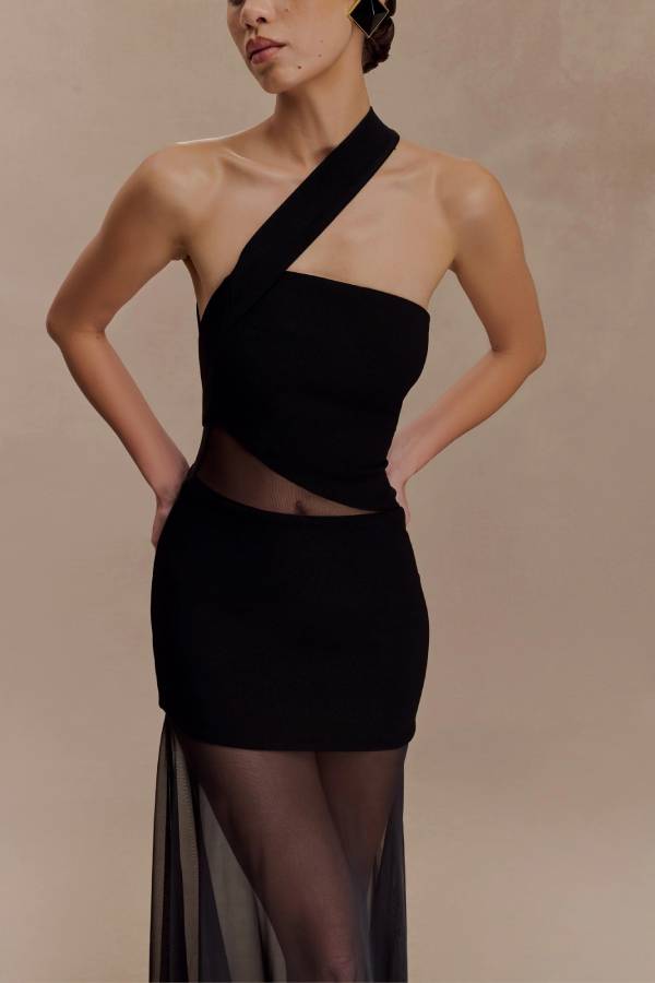 Cut Out Mesh Maxi Dress