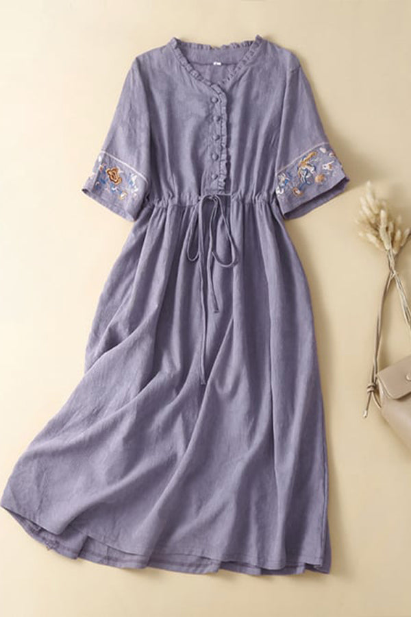 Cotton And Linen Long Loose Dress