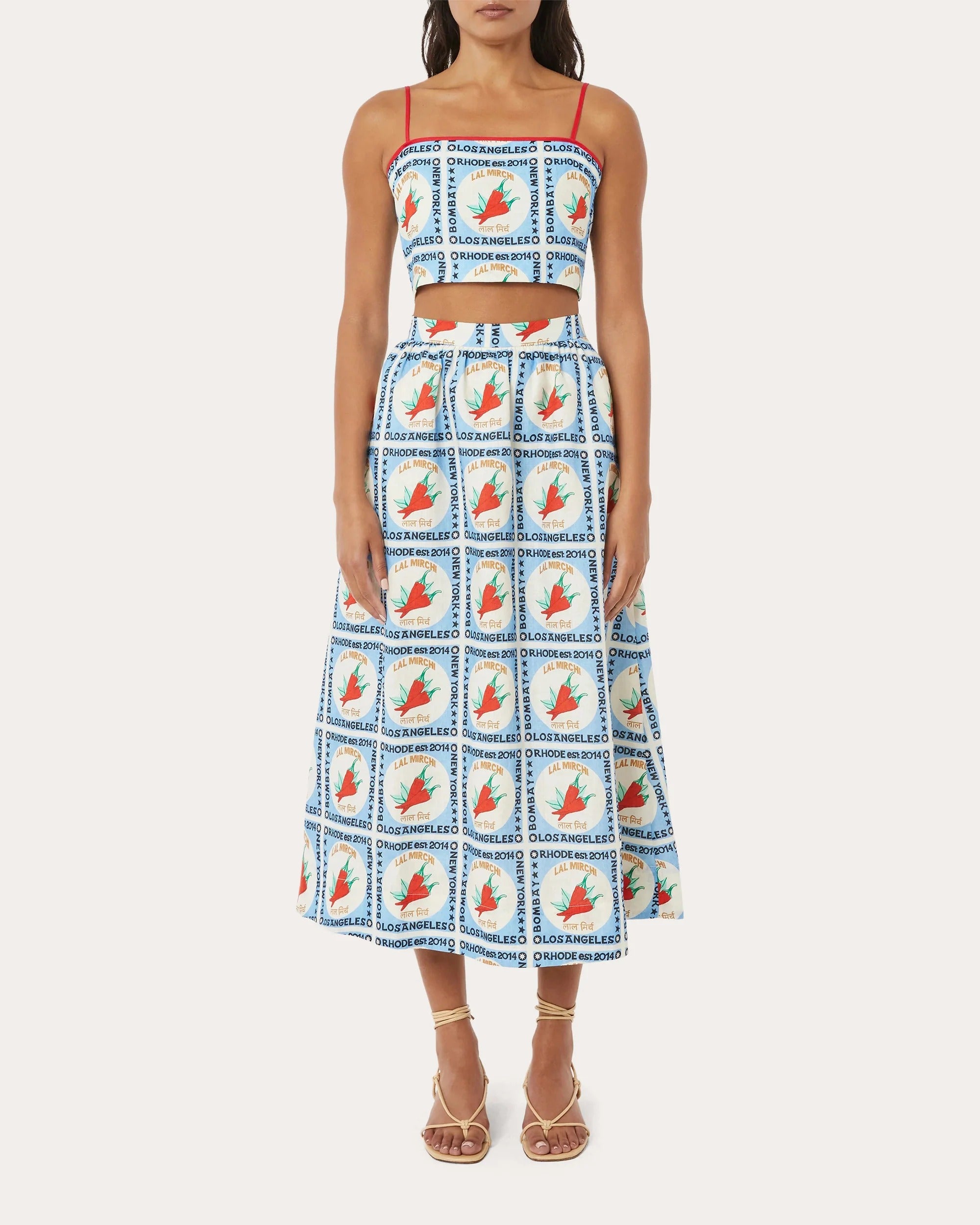 Unique Chili Printed Linen Sling and Skirt