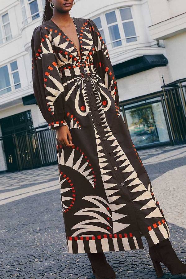 Black Coconut Grove Puff Sleeve Maxi Dress