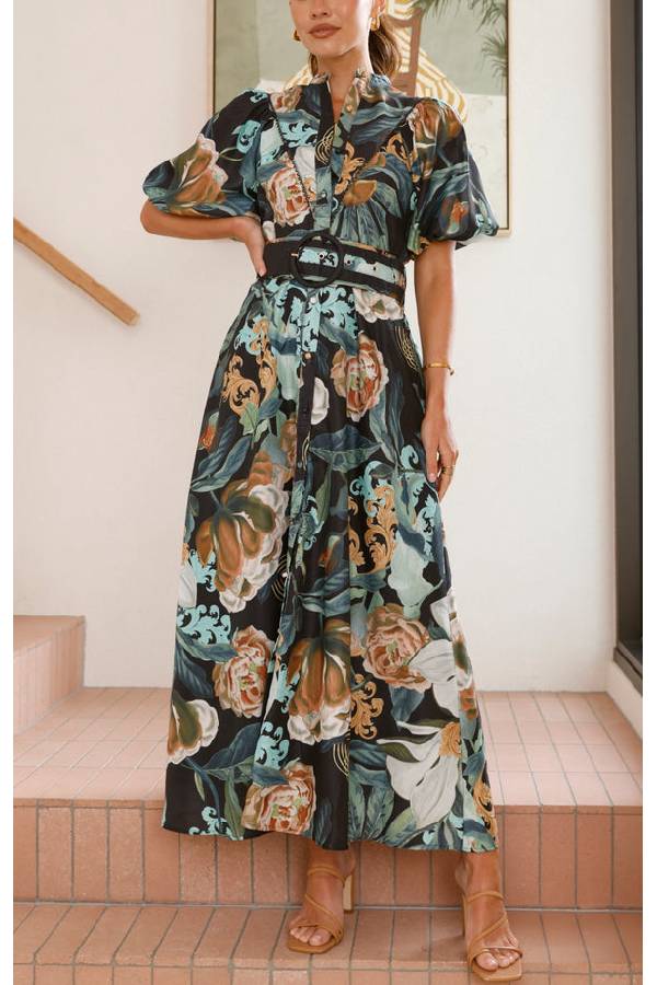 Floral Print Long Sleeve Dress