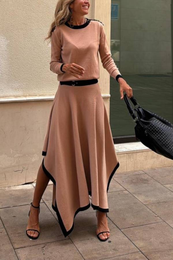 Long Sleeve Skirt Two Piece Set