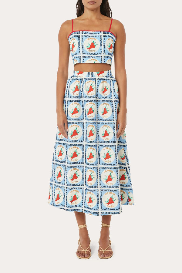 Unique Chili Printed Linen Sling and Skirt