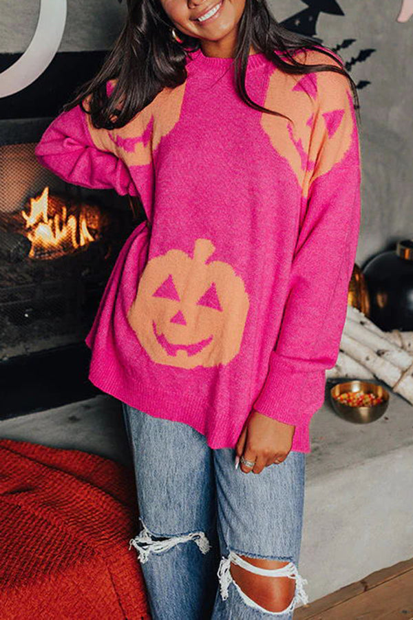 Hey Pumpkin Knit Loose Pullover Halloween Sweater