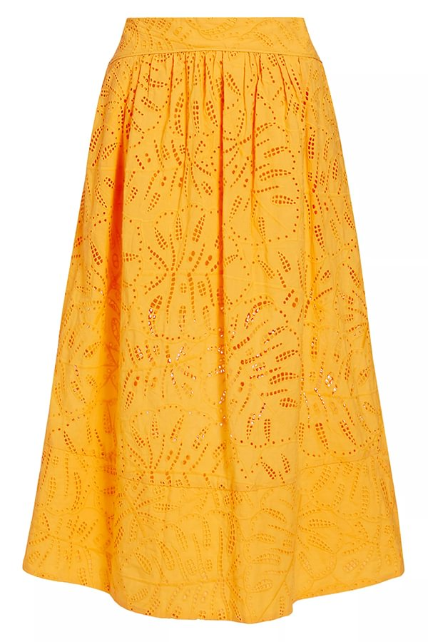 Laylin Cutout Embroidery Lace High Rise Pocketed Midi Skirt