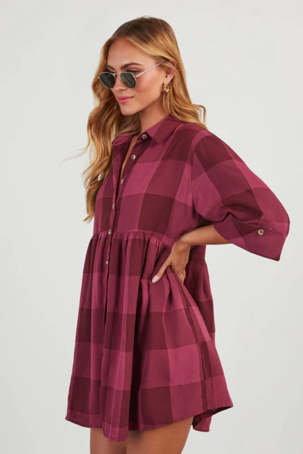 Plaid Babydoll Mini Dress