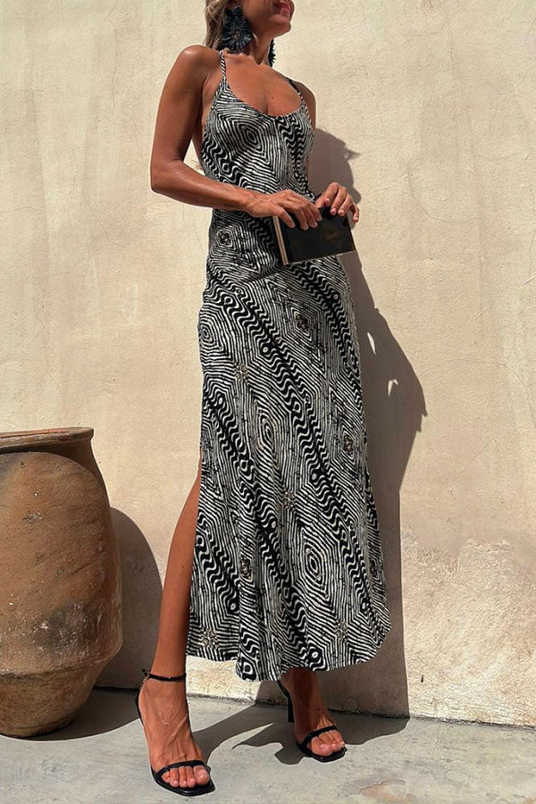 Zebra Print Strappy Maxi Dress