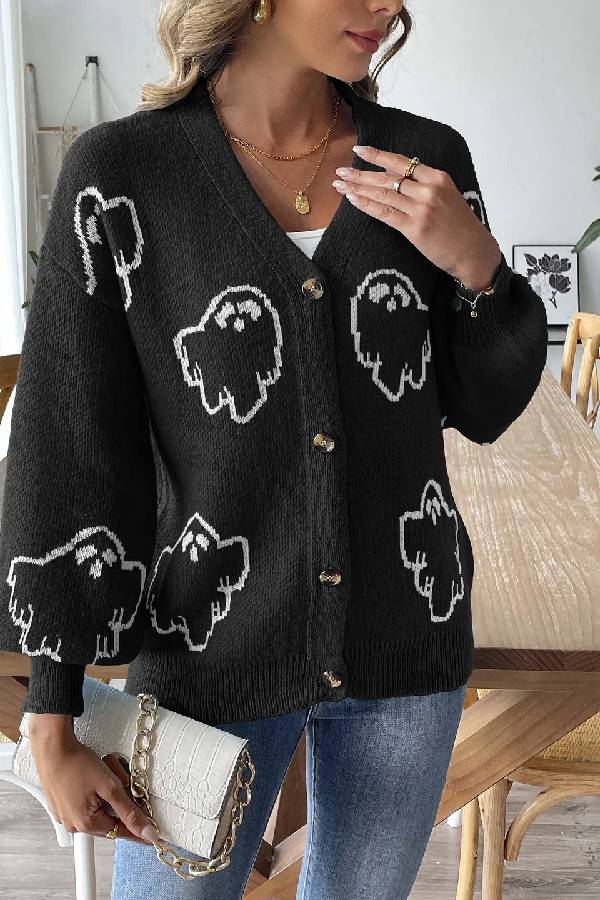 Stylish Loose Casual Cartoon Jacquard Jacket