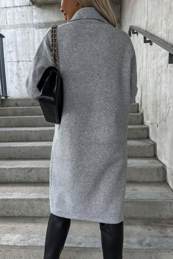 Moody Lapel Pocket Long Sleeve Coat