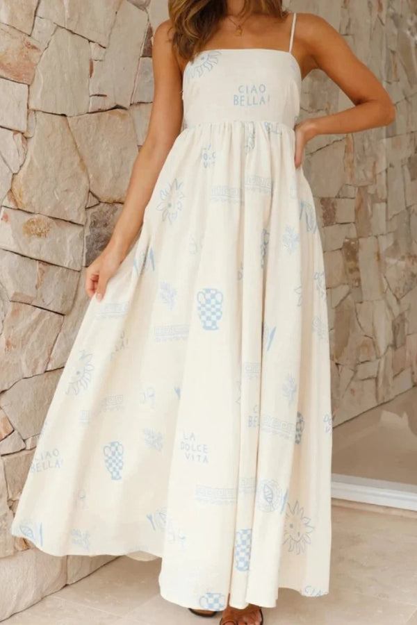 Vacation style sun ceramic print Maxi Dress