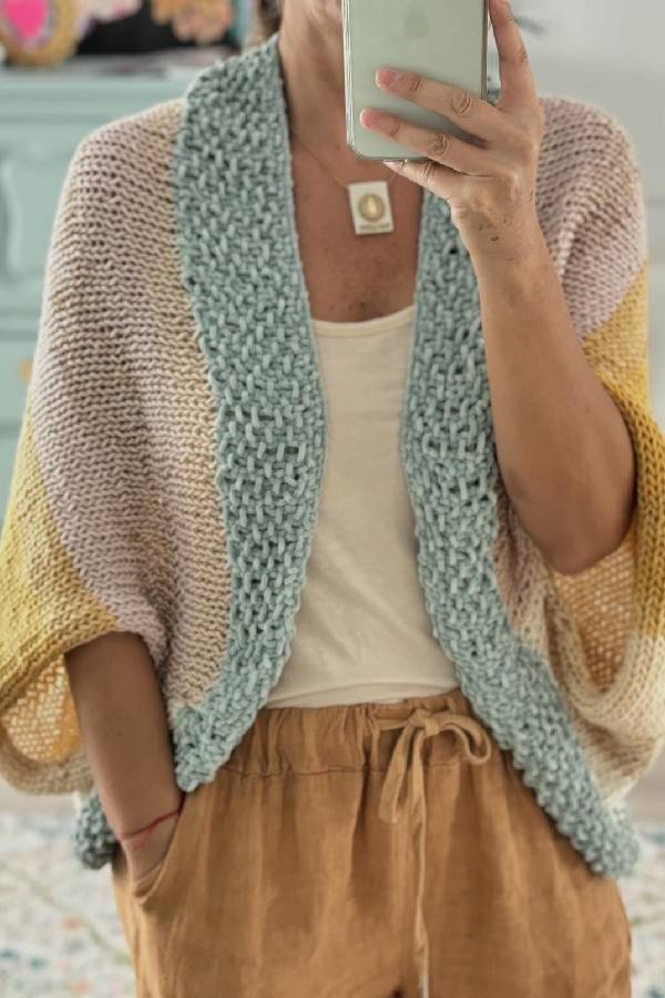 Fashionable colorful wool cardigan