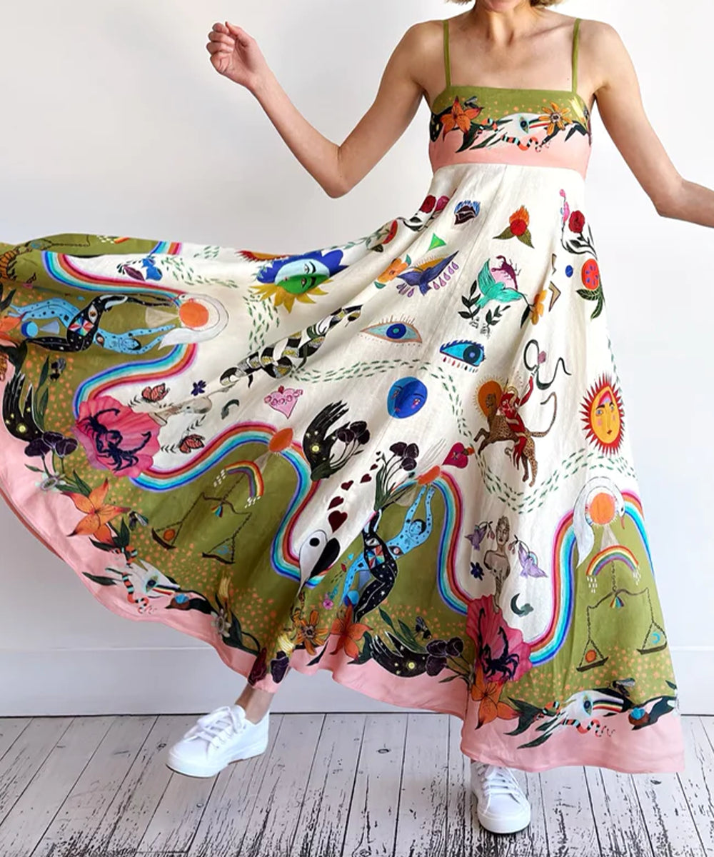 Chic Positioning Painting Printed Slip Dress