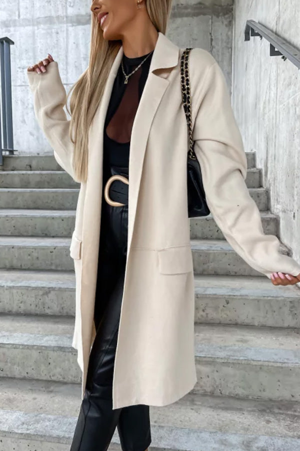 Moody Lapel Pocket Long Sleeve Coat