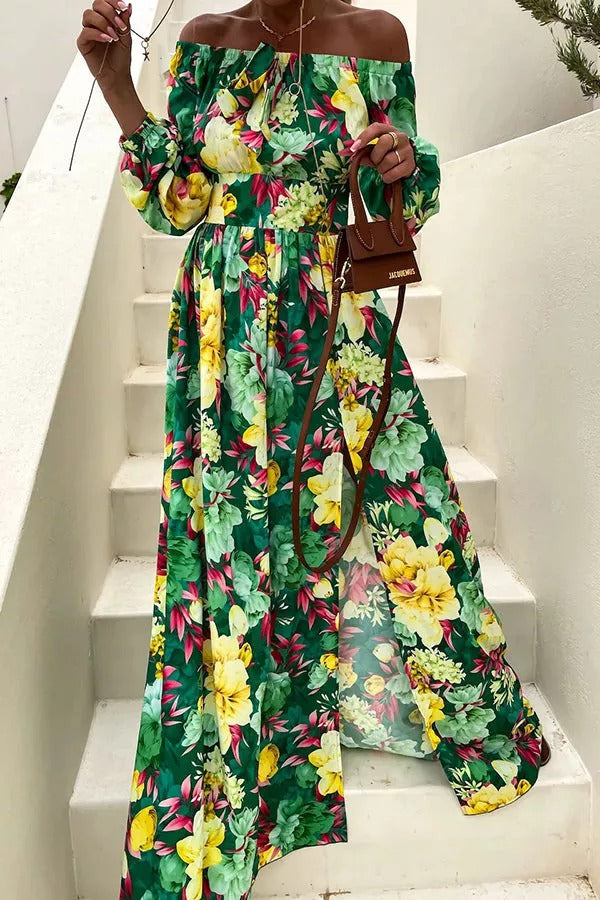 Tropical Off Shoulder Maxi Dress