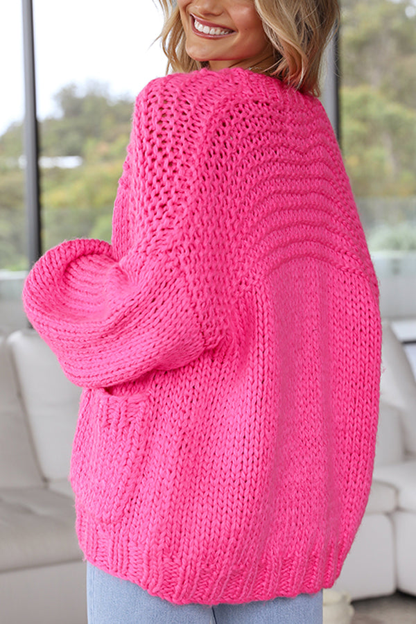 Pink Skin Tone Knit Cardigan