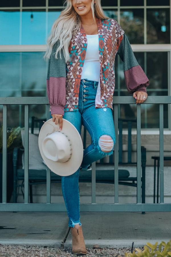 Color Block Open Cardigan