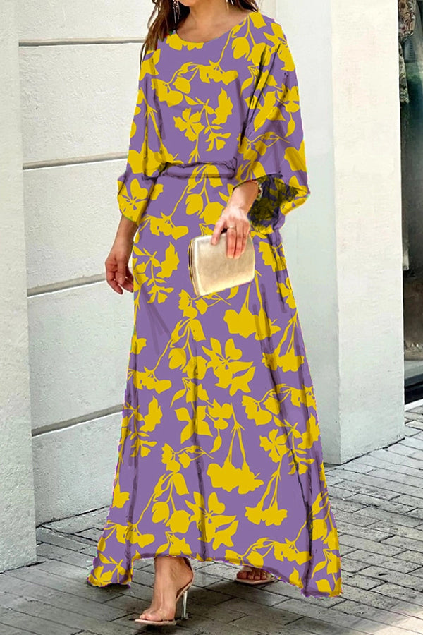 New Loose Printed High Waist Long Dress Suit